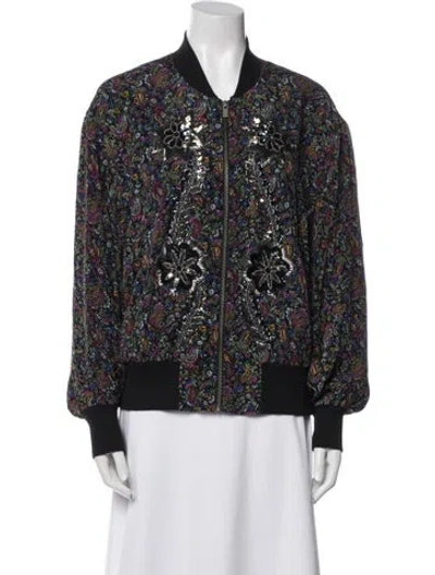 Pre-owned The Kooples Printed Bomber Jacket In Black