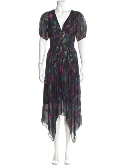 Pre-owned The Kooples Printed Long Dress In Black