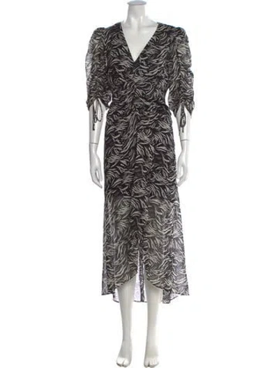 Pre-owned The Kooples Printed Long Dress In Black