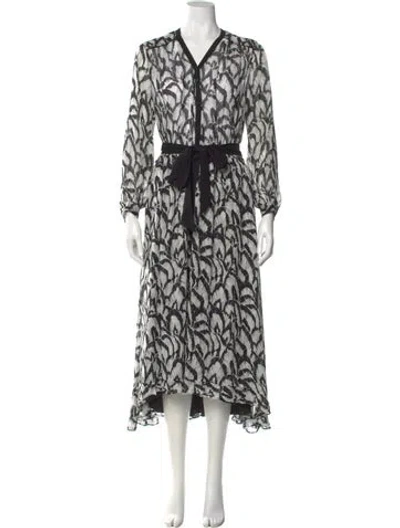 Pre-owned The Kooples Printed Long Dress In Black