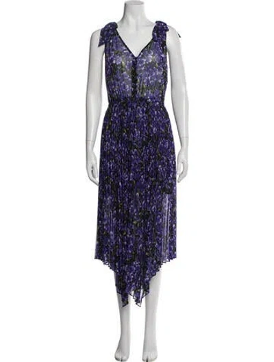 Pre-owned The Kooples Printed Long Dress In Blue