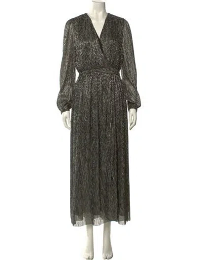Pre-owned The Kooples Printed Long Dress In Green