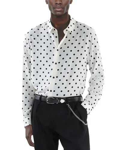 The Kooples Printed Long Sleeve Button Front Shirt In White