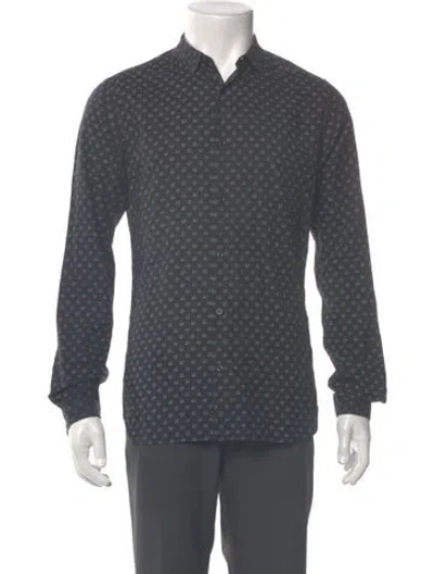 Pre-owned The Kooples Printed Long Sleeve Dress Shirt In Gray