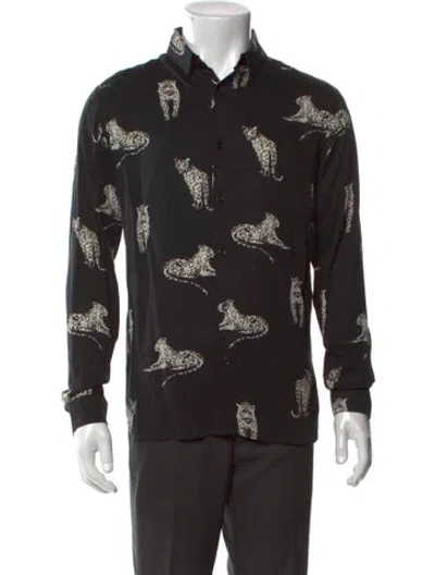 Pre-owned The Kooples Printed Long Sleeve Shirt In Black