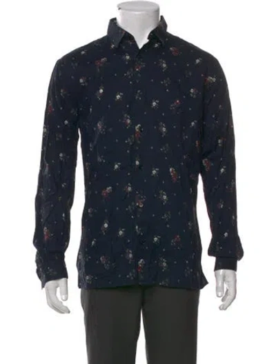 Pre-owned The Kooples Printed Long Sleeve Shirt In Blue