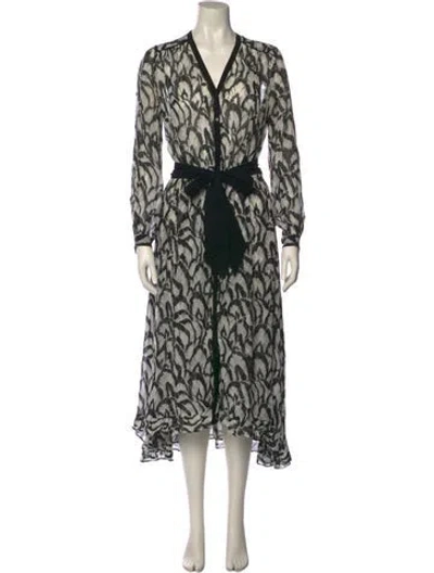 Pre-owned The Kooples Printed Midi Length Dress In Black