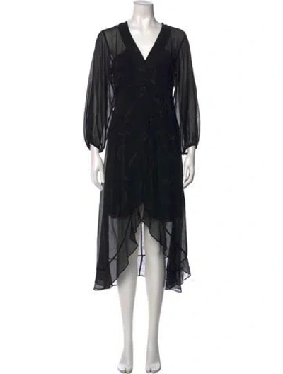 Pre-owned The Kooples Printed Midi Length Dress W/ Tags In Black