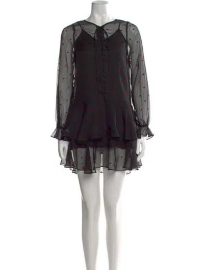 Pre-owned The Kooples Printed Mini Dress In Black