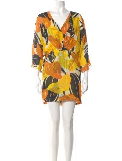 Pre-owned The Kooples Printed Mini Dress W/ Tags In Yellow