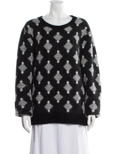 Pre-owned The Kooples Printed Scoop Neck Sweater In Black
