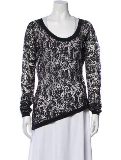 Pre-owned The Kooples Printed Scoop Neck Sweater In Gray