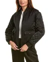 Shop The Kooples Quilted Sleeve Bomber Jacket In Black