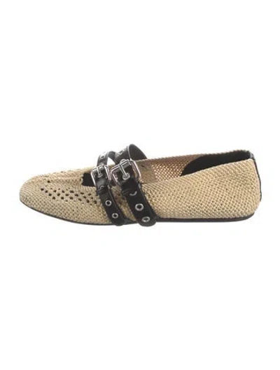 Pre-owned The Kooples Raffia Mary Jane Flats