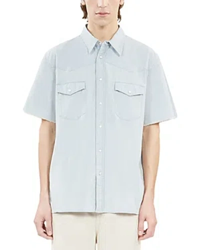 The Kooples Regular Fit Short Sleeve Denim Shirt In Blue