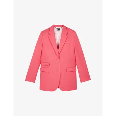 The Kooples Womens Retro Pink Relaxed-fit Single-breasted Cotton-blend Blazer