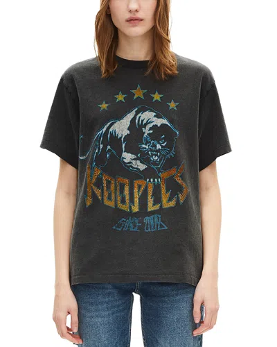 The Kooples Rhinestone Graphic Tee In Black