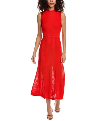 The Kooples Romantic Net Maxi Dress In Red