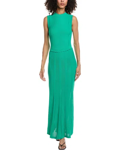 The Kooples Romantic Net Maxi Dress In Green