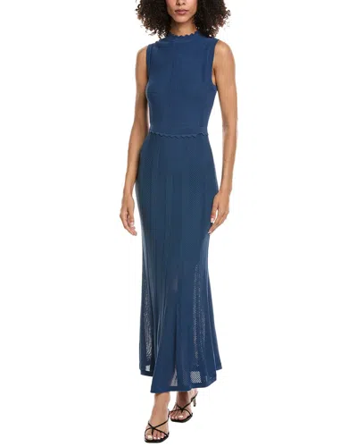 The Kooples Romantic Net Stitches Maxi Dress In Blue