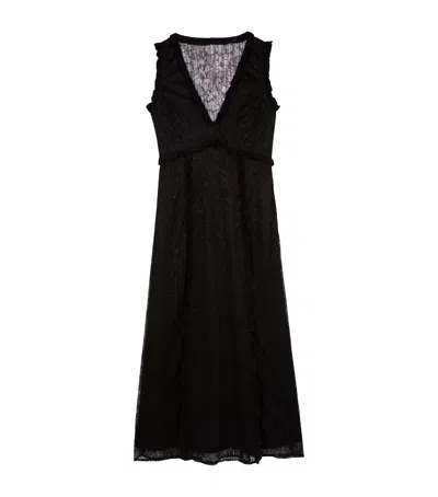 The Kooples Ruffle Midi Dress In Black