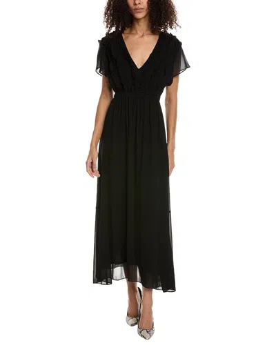 The Kooples Ruffle Midi Dress In Black