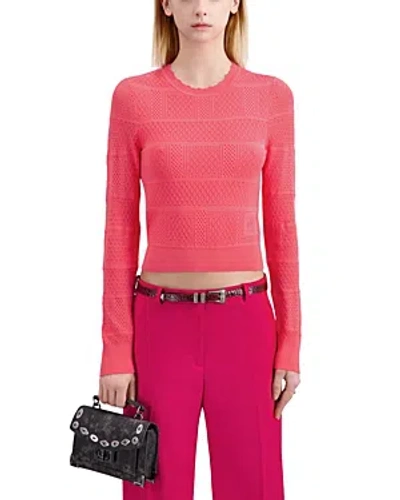 The Kooples Scalloped Neck Long Sleeve Top In Pink