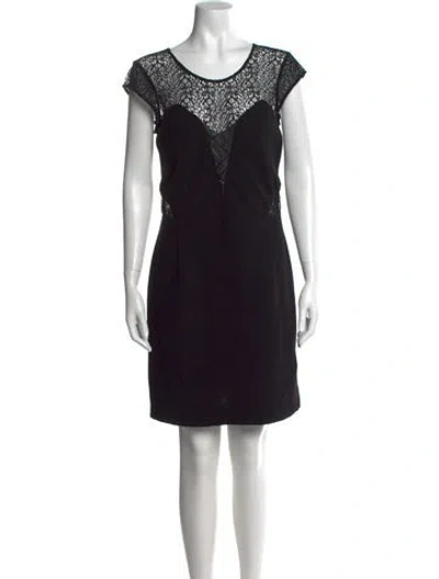 Pre-owned The Kooples Scoop Neck Mini Dress In Black