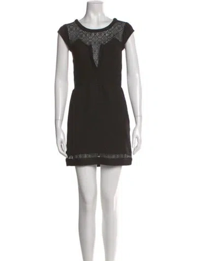 Pre-owned The Kooples Scoop Neck Mini Dress In Black