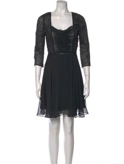 Pre-owned The Kooples Scoop Neck Mini Dress In Black