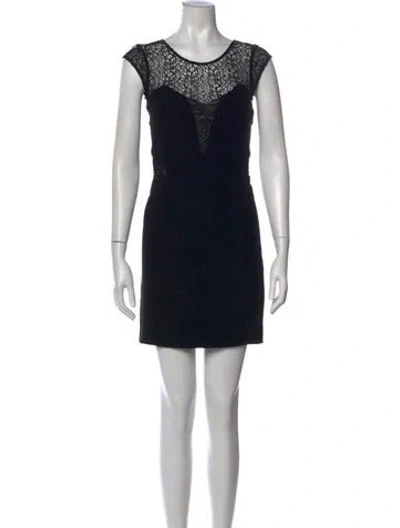 Pre-owned The Kooples Scoop Neck Mini Dress In Black