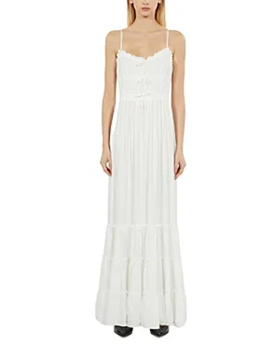 The Kooples Shirred Bow Maxi Dress In White