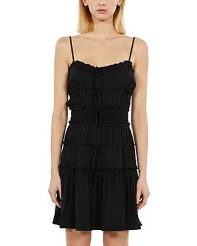 The Kooples Shirred Bow Mini Dress In Black