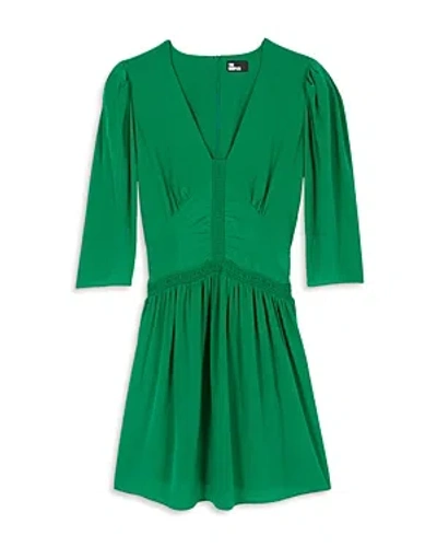 The Kooples Shirred Mini Dress In Green