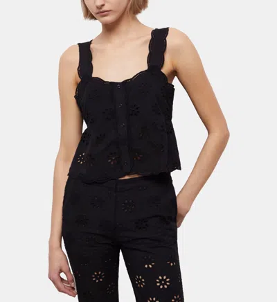 The Kooples Short Black Top With Broderie Anglaise