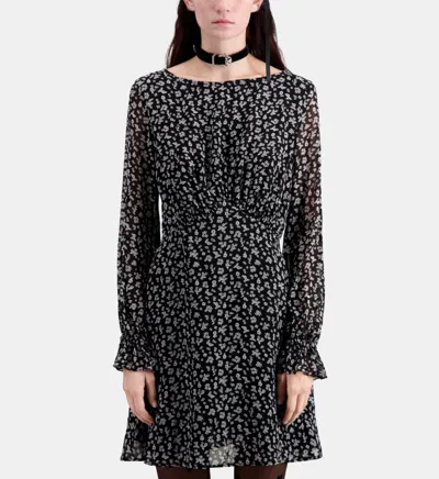 The Kooples Printed Long Sleeve Mini Dress In Black
