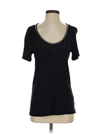 Pre-owned The Kooples Short Sleeve Top Black Scoop Neck Tops