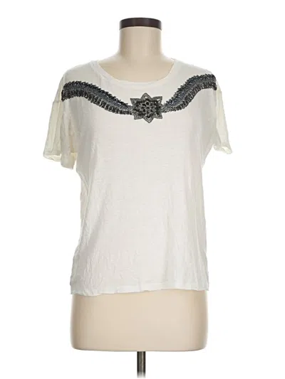 Pre-owned The Kooples Short Sleeve Top Ivory Crew Neck Tops In White