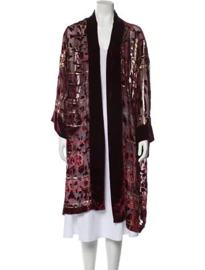 Pre-owned The Kooples Silk Floral Print Coat In Red