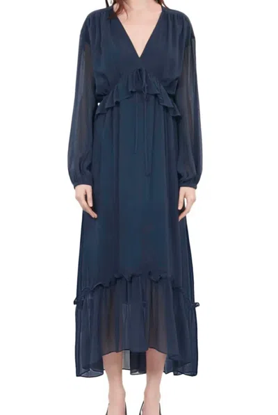 The Kooples Silk Hi-low Dress In Navy In Blue