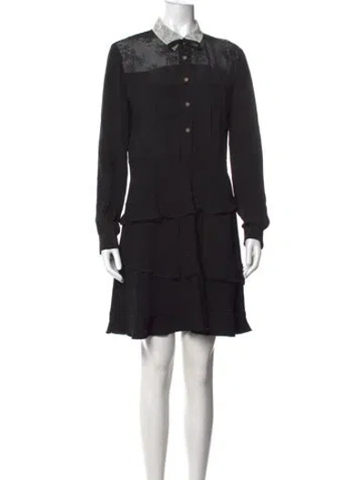 Pre-owned The Kooples Silk Knee-length Dress In Black
