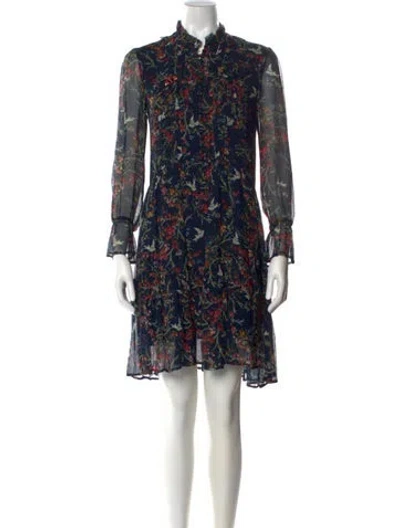 Pre-owned The Kooples Silk Knee-length Dress In Blue