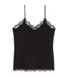 The Kooples Womens Black Lace-embroidered V-neck Satin Cami In Black