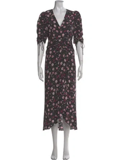 Pre-owned The Kooples Silk Long Dress In Black