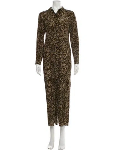 Pre-owned The Kooples Silk Long Dress In Brown