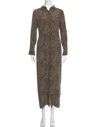 Pre-owned The Kooples Silk Long Dress In Brown