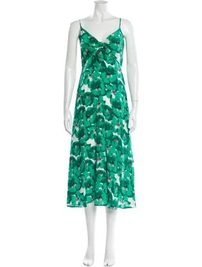 Pre-owned The Kooples Silk Long Dress In Green