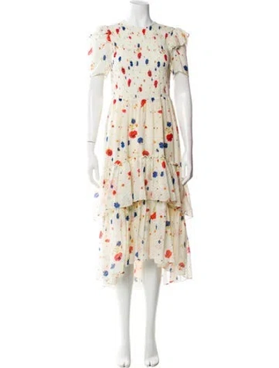 Pre-owned The Kooples Silk Long Dress In Neutral