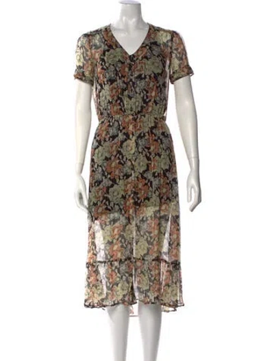 Pre-owned The Kooples Silk Midi Length Dress In Black