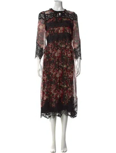 Pre-owned The Kooples Silk Midi Length Dress In Black